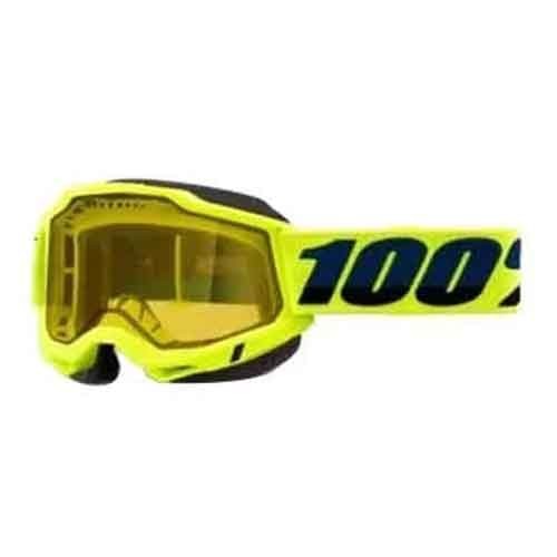 100% OCHELARI 100% ACCURI 2 Snowmobile Fluo Yellow - Yellow Vented Dual Lens