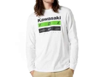 FOX KAWASAKI STRIPES LONG SLEEVE PREMIUM TEE WHITE